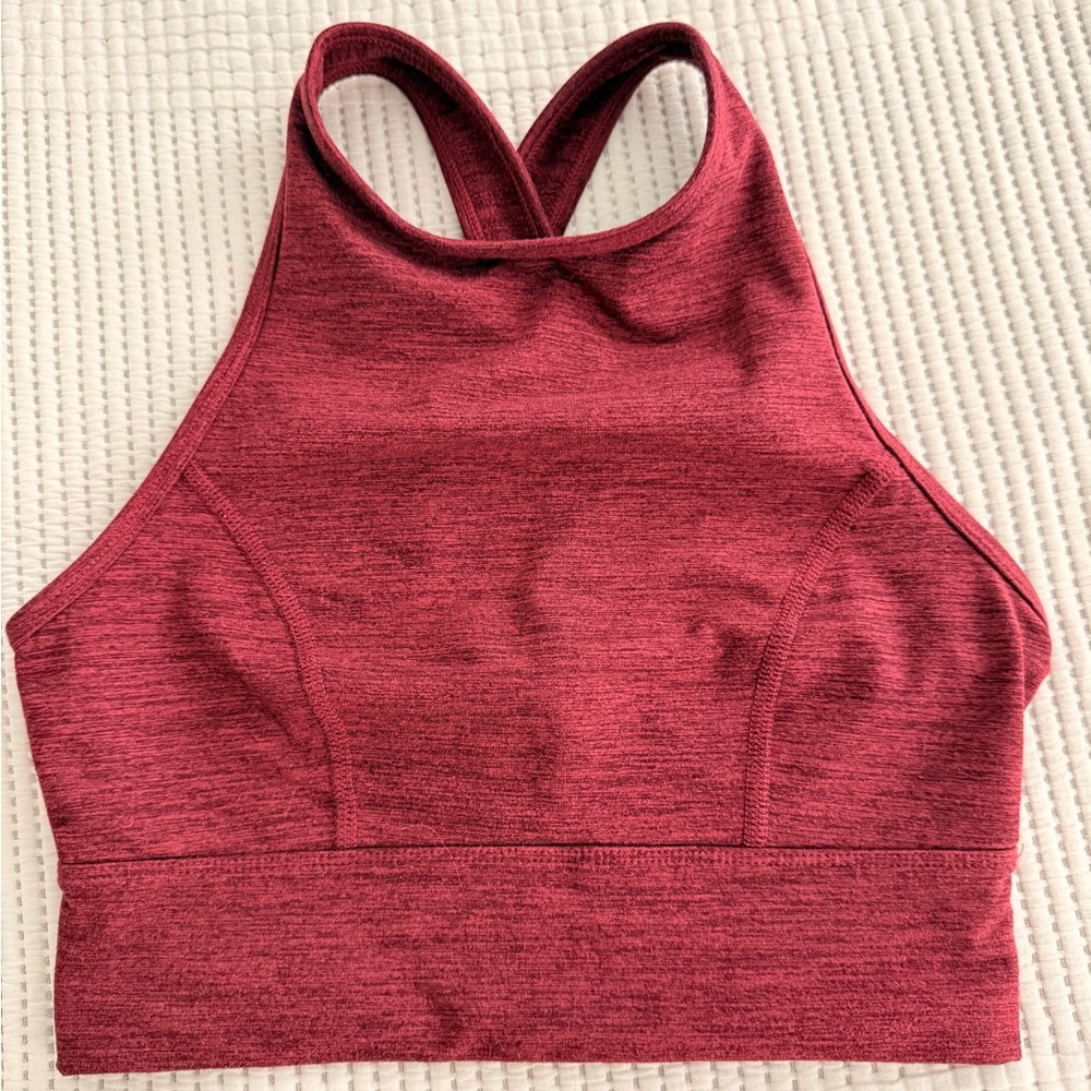 JoyLab Maroon High-Neck Sports Bra